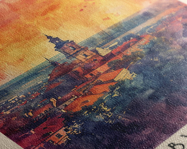 Bytom Poland Travel Poster Framed Canvas Print, Watercolor Painting, Urban Scene, Wall Art, Home Decor, Living Room Art, Minimalist Travel Print