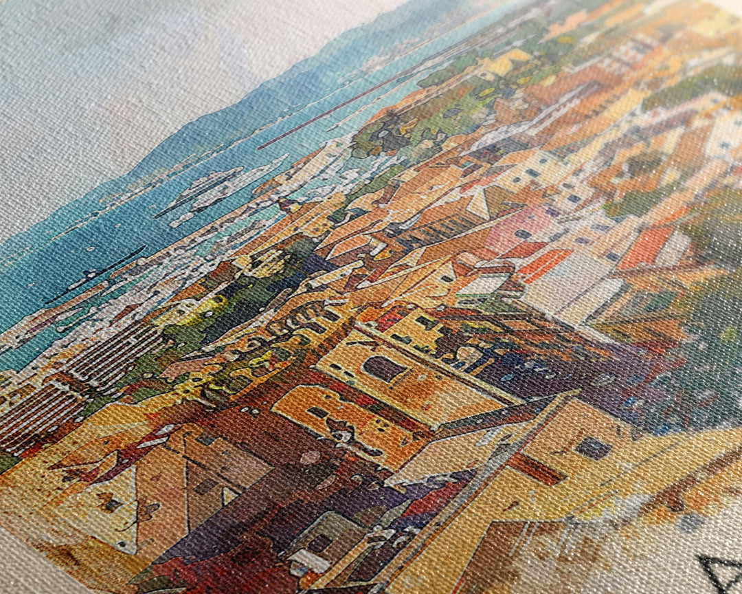 Cagliari Italy Travel Poster Framed Canvas Print, Wall Art, Home Decor, Travel Print, Vacation Gift, Watercolor Painting, Original Art