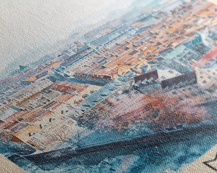 Cambridge United Kingdom Travel Poster Framed Canvas Print, Wall Art, Home Decor, Travel Print, Vacation Gift, Watercolor Painting, Original Art