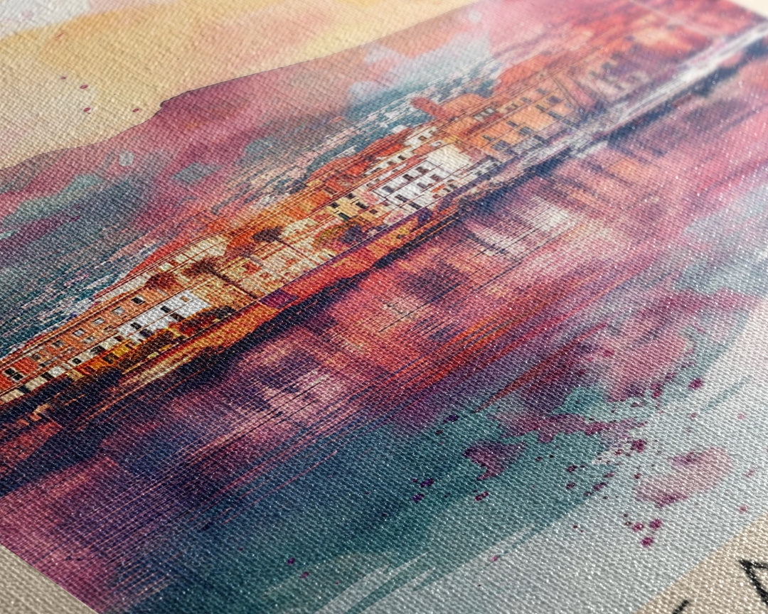 Catania Italy Travel Poster Framed Canvas Print, Wall Art, Home Decor, Travel Print, Vacation Gift, Watercolor Painting, Original Art