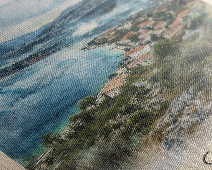 Cazin Bosnia and Herzegovina Travel Poster Framed Canvas Print, Wall Art, Home Decor, Travel Print, Vacation Gift, Watercolor Painting, Original Art