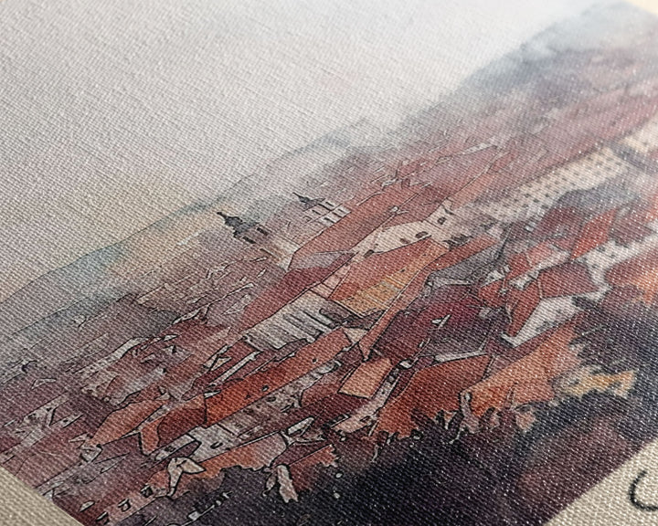 Celje Slovenia Travel Poster Framed Canvas Print, Wall Art, Home Decor, Travel Print, Vacation Gift, Watercolor Painting, Original Art