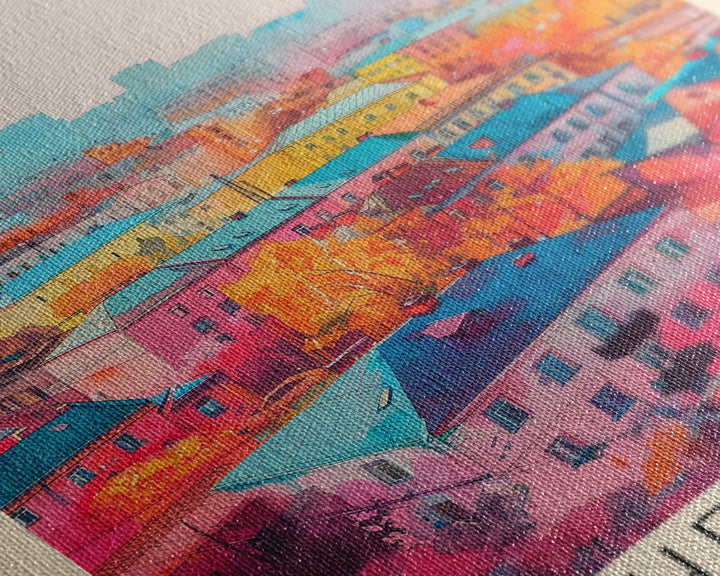 Cherkasy Ukraine Travel Poster Framed Canvas Print, Wall Art, Home Decor, Travel Print, Boho Watercolor Painting, Original Art