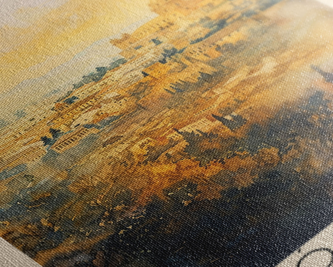 Cordoba Spain Travel Poster, Framed Canvas Print, Watercolor Cityscape Art, Wall Decor, Living Room Artwork, Home Decor, Original Painting, Travel Print