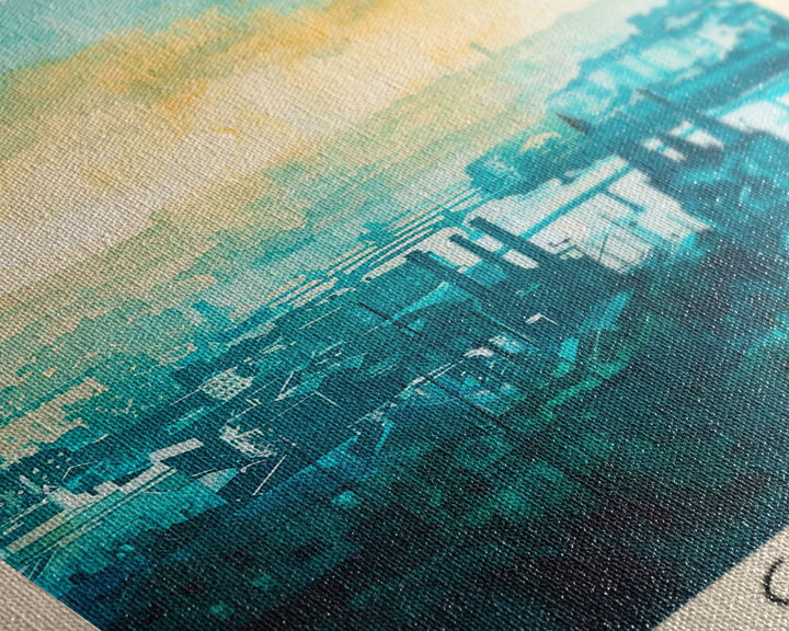 Cork Ireland Watercolor Travel Poster, Framed Canvas Print, Cityscape Wall Art, Home Decoration, Living Room Decor, Original Artwork, Travel Print