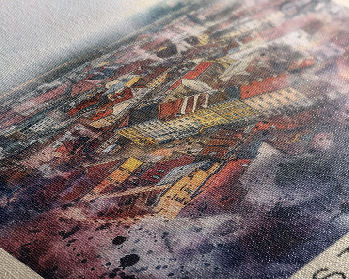 Czestochowa Poland Framed Canvas Print, Watercolor Travel Poster, Cityscape Wall Art, Home Decor, Living Room Artwork, Original Art, Travel Print