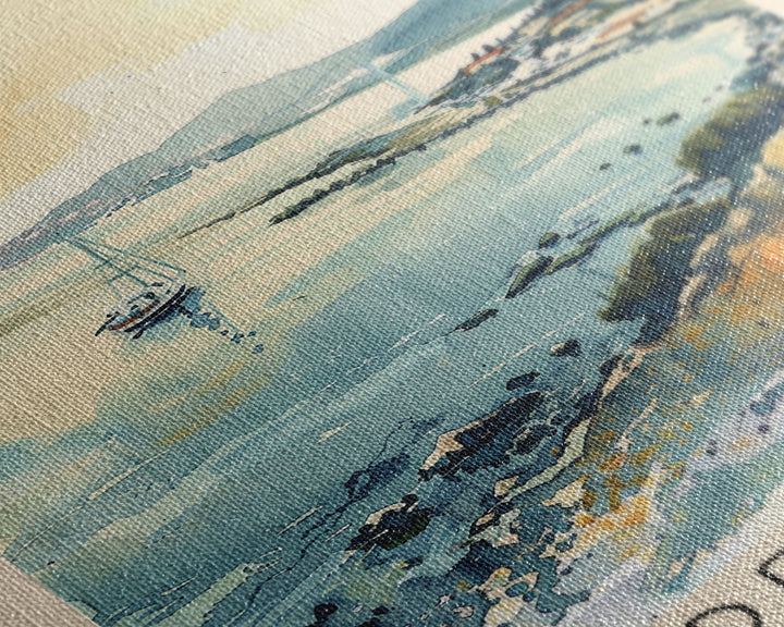 Denizli Turkey Watercolor Travel Poster, Framed Canvas Print, Coastal Cityscape Wall Art, Home Decor, Living Room Decoration, Original Artwork, Travel Print