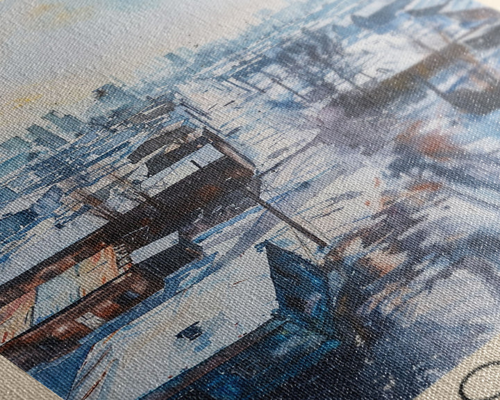 Donetsk Ukraine Winter Scene Framed Canvas Print, Watercolor Travel Poster, Ukrainian Urban Art, Cold Season Decor, Unique Wall Art, Living Room Decoration