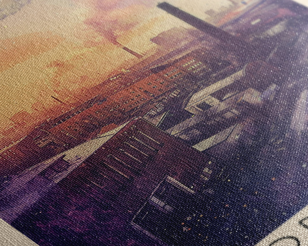 Dortmund Germany Industrial Cityscape Framed Canvas Print, Watercolor Travel Poster, German Urban Art, Modern Home Decor, Industrial Wall Art, Living Room Design