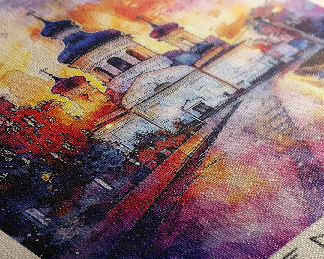 Engels, Russia Captivating Framed Canvas Print. Architectural Wall Art for Living Room or Bedroom Decor, Travel Poster.