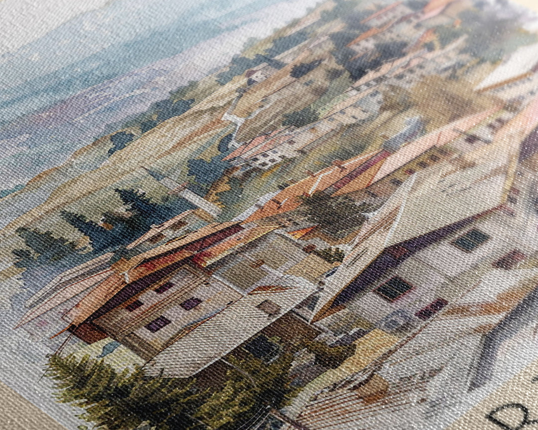 Erzurum Turkey Scenic Watercolor Framed Canvas Print, Stunning Travel Poster Art for Living Room and Bedroom Wall Decor