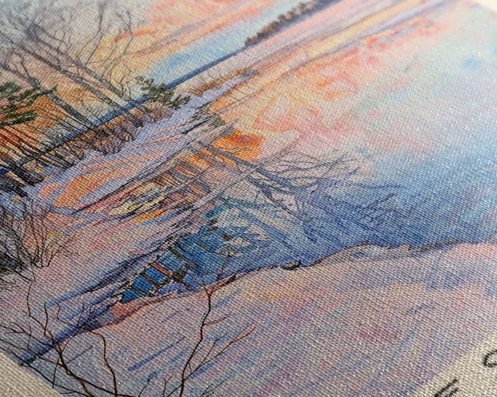 Espoo Finland Serene Landscape Watercolor Framed Canvas Print, Tranquil Travel Poster Art for Home and Office Wall Decor