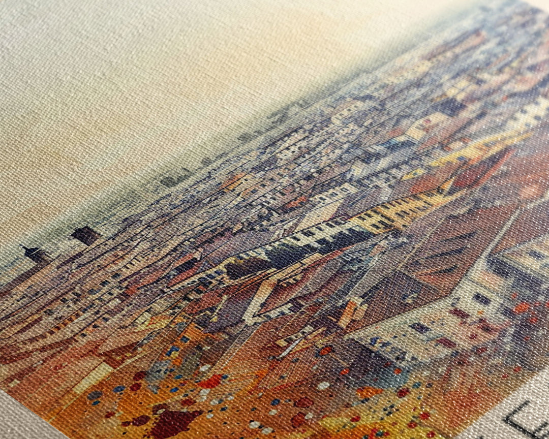 Ferrara Italy Historic Watercolor Framed Canvas Print, Elegant Travel Poster Art for Living Room and Office Wall Decor