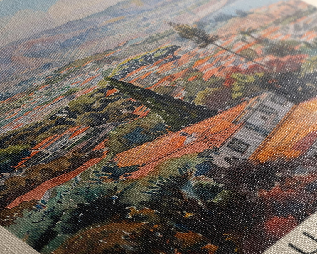 Funchal, Portugal Travel Poster Art, Framed Canvas Print for Living Room or Bedroom, Scenic Wall Art, Home Decoration