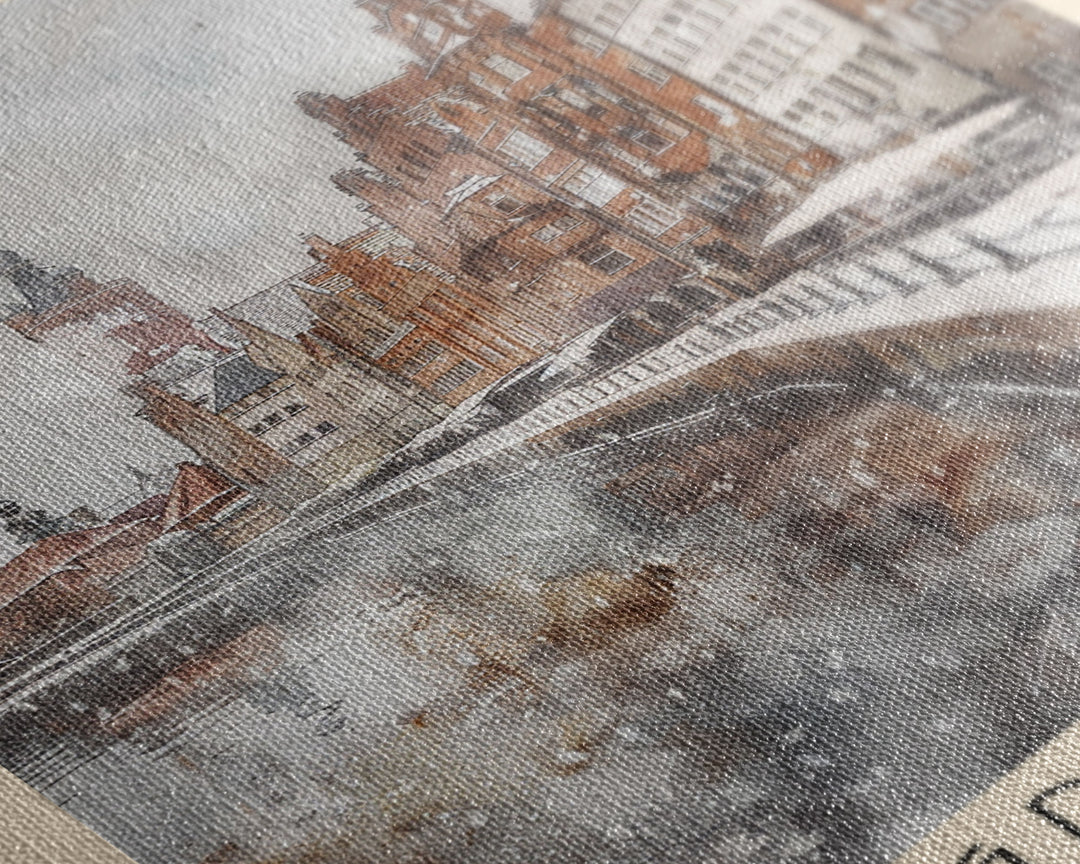 Gdansk, Poland Travel Poster Art, Framed Canvas Print for Living Room or Bedroom, Historic Wall Art, Home Decoration