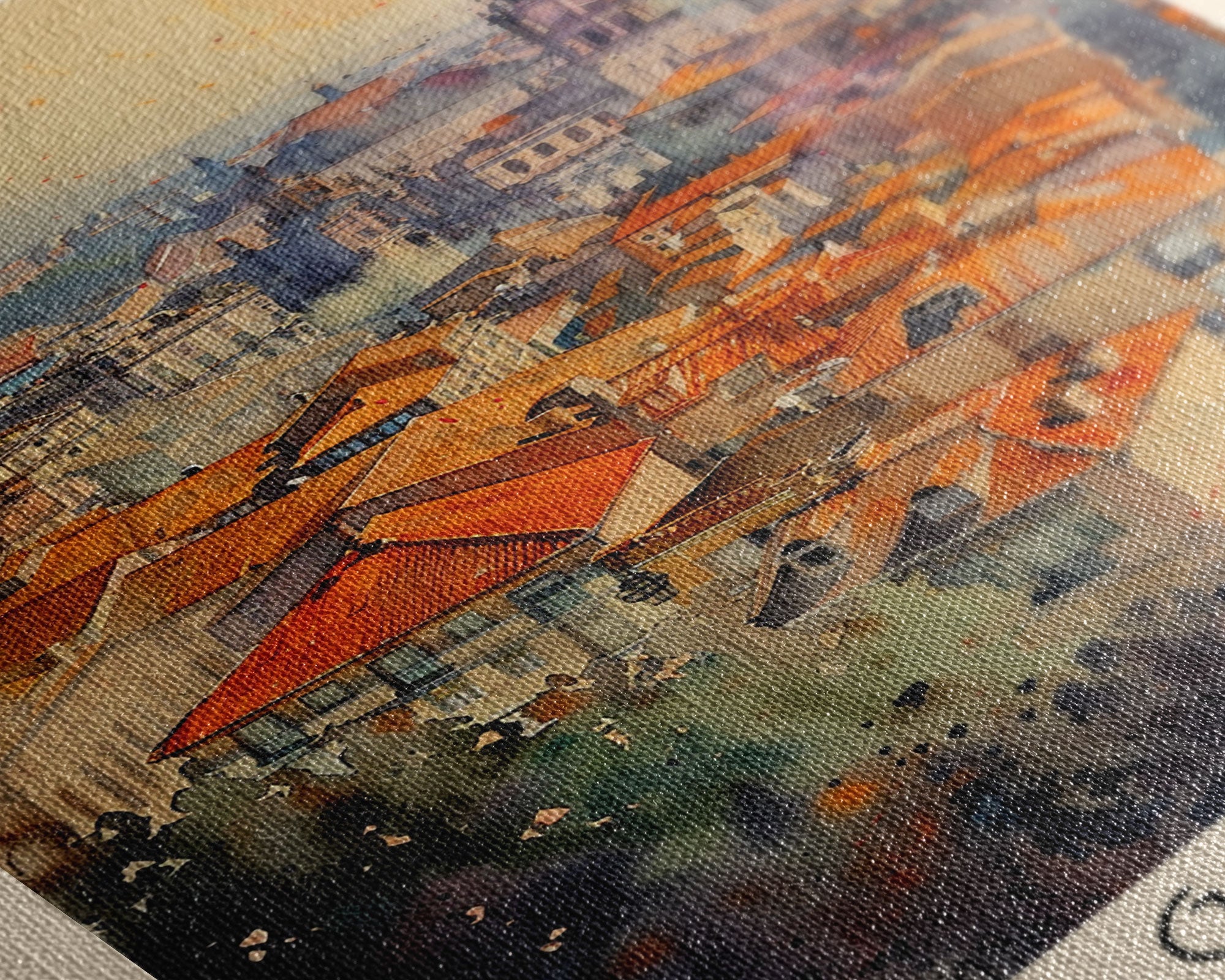 Gijon Spain City View Art, Framed Canvas Print, Bedroom Wall Art, Travel Poster Art, Unique Home Decor