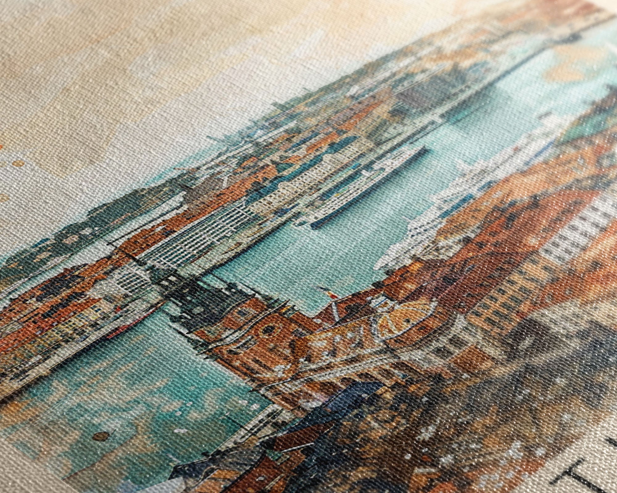 Gothenburg Sweden Harbor View Art, Framed Canvas Print, Living Room Wall Art, Travel Poster, Home Decoration