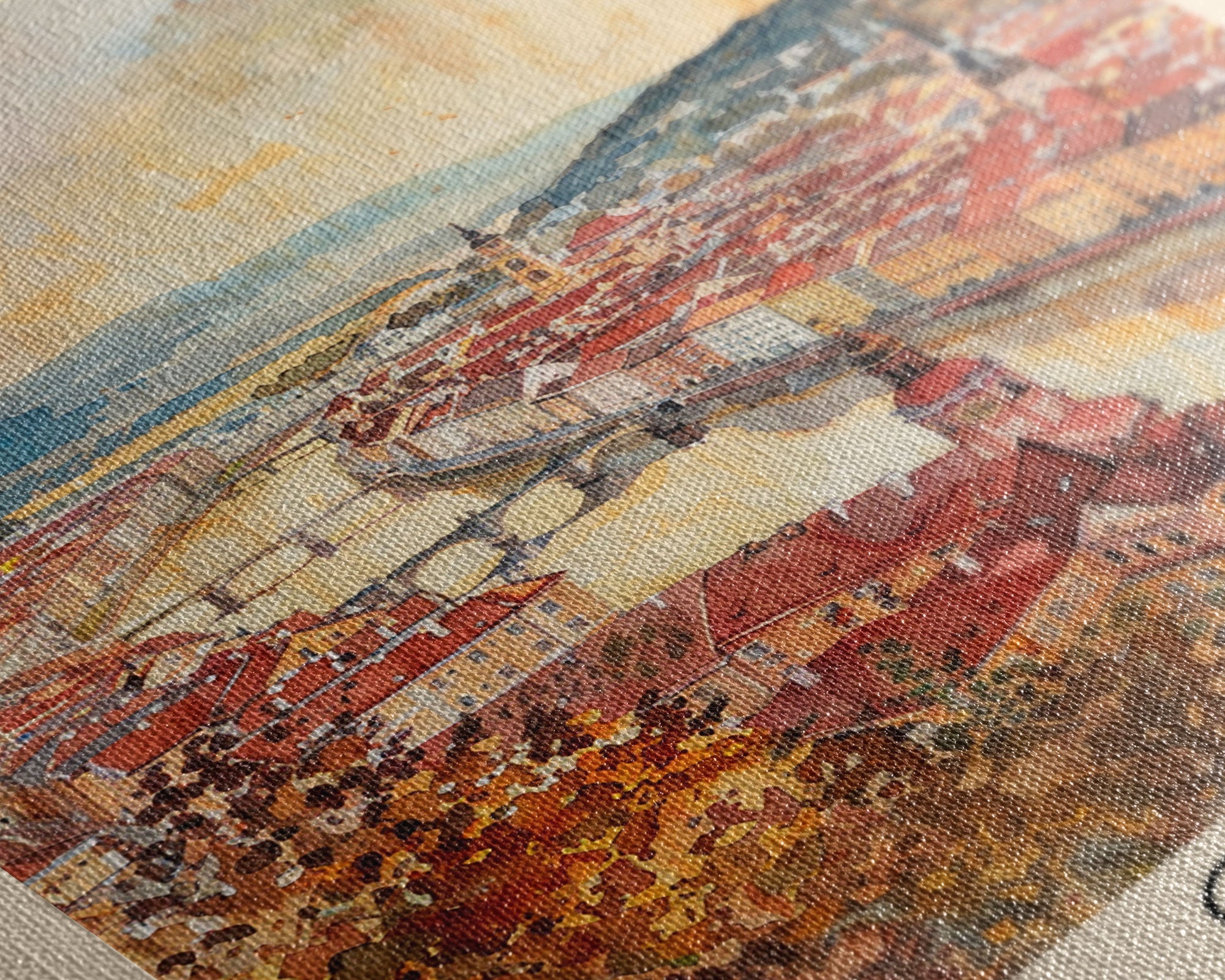 Graz Austria Watercolor Cityscape Art, Framed Canvas Print, Wall Art for Living Room, Travel Poster Art, Home Decor, Austrian Wall Art