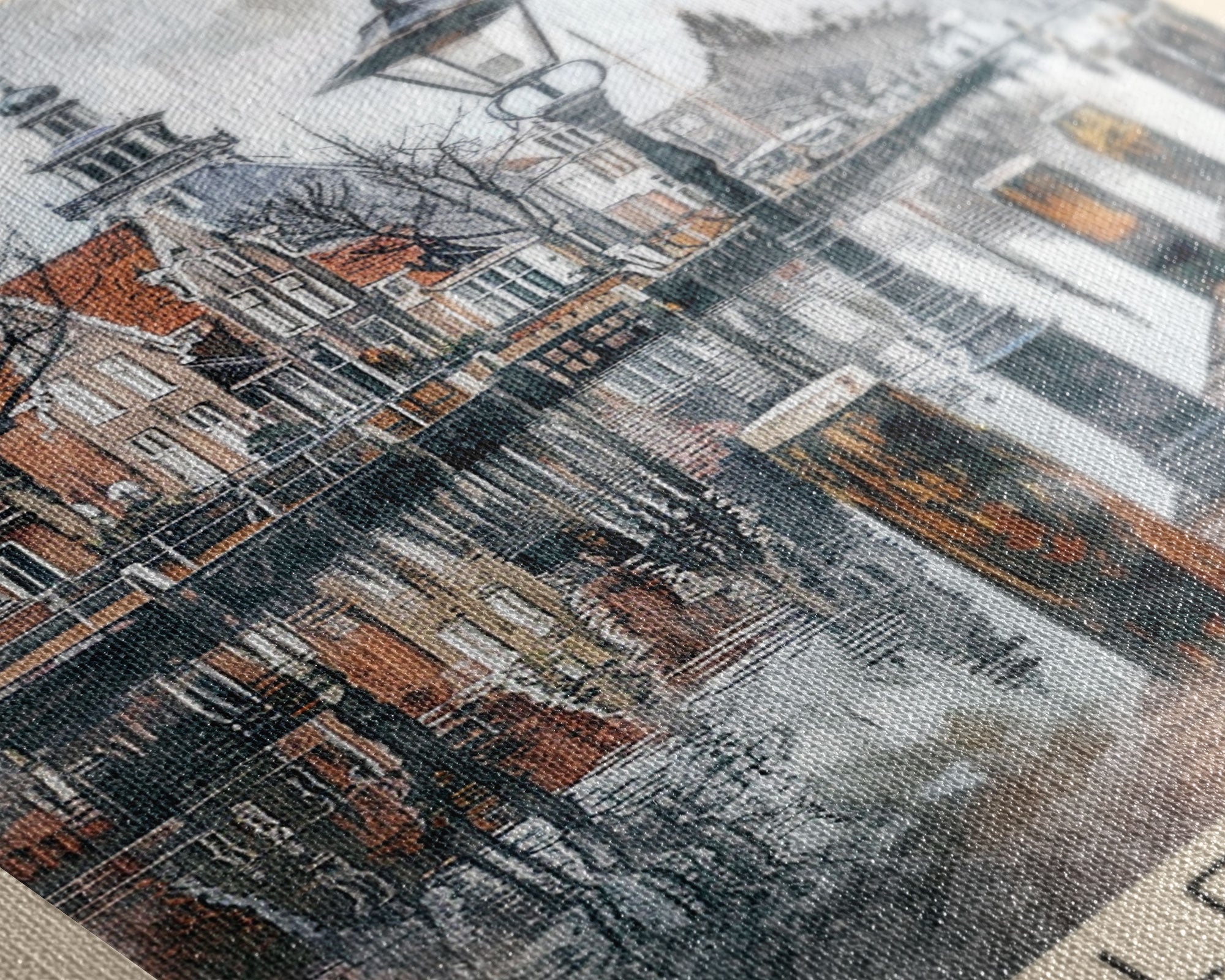 Haarlem Netherlands Historic City Art, Framed Canvas Print, Living Room Wall Art, Travel Poster, Home Decor, Dutch Wall Art