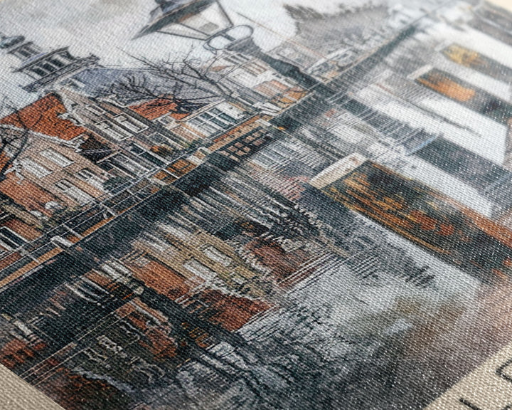 Haarlem Netherlands Historic City Art, Framed Canvas Print, Living Room Wall Art, Travel Poster, Home Decor, Dutch Wall Art