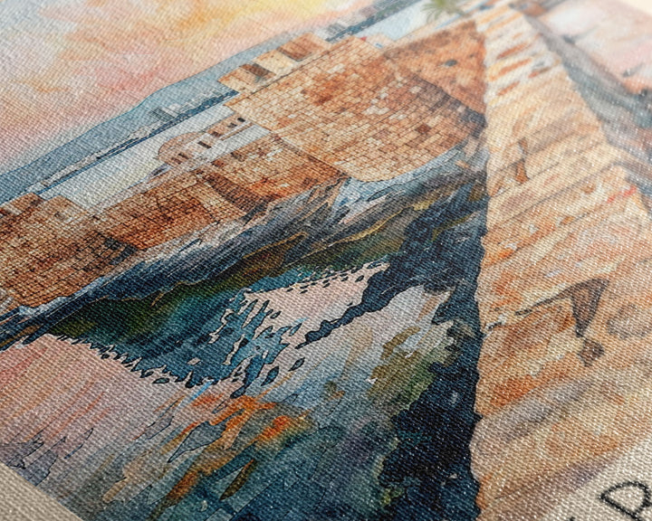 Heraklion Greece Historic Fort Art, Framed Canvas Wall Art, Living Room Decor, Home Decor, Mediterranean Poster, Wall Art Print, Travel Poster Art