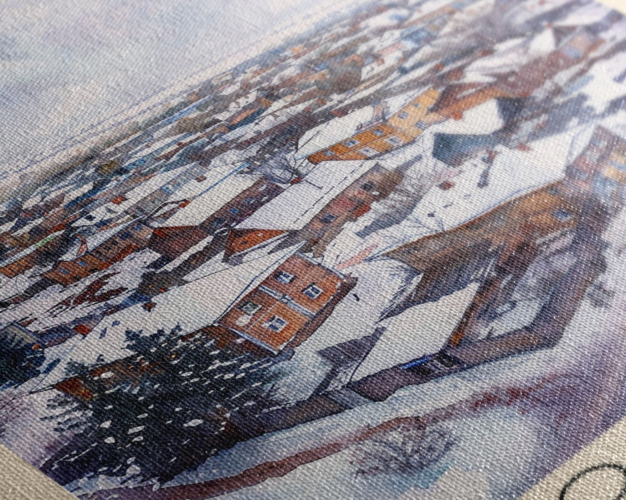 Horlivka Ukraine Winter Town Art, Framed Canvas Wall Art, Home Decor, Living Room Decor, Snowy Landscape Poster, Wall Art, Travel Poster Art