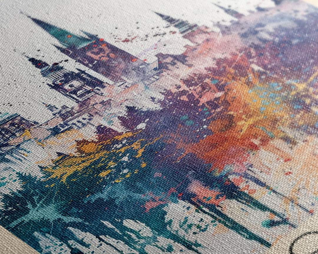 Horsens Denmark Vibrant Cityscape Art, Framed Canvas Wall Art, Home Decor, Living Room Decor, Colorful Poster, Wall Art Print, Travel Poster Art