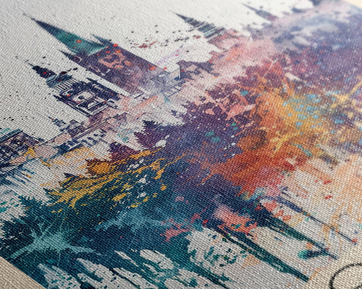 Horsens Denmark Vibrant Cityscape Art, Framed Canvas Wall Art, Home Decor, Living Room Decor, Colorful Poster, Wall Art Print, Travel Poster Art