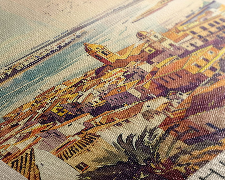 Huelva Spain Cityscape Art Print, Vibrant Sunset Canvas Print for Home Decor, Travel Poster for Living Room Wall Art, Spanish City View