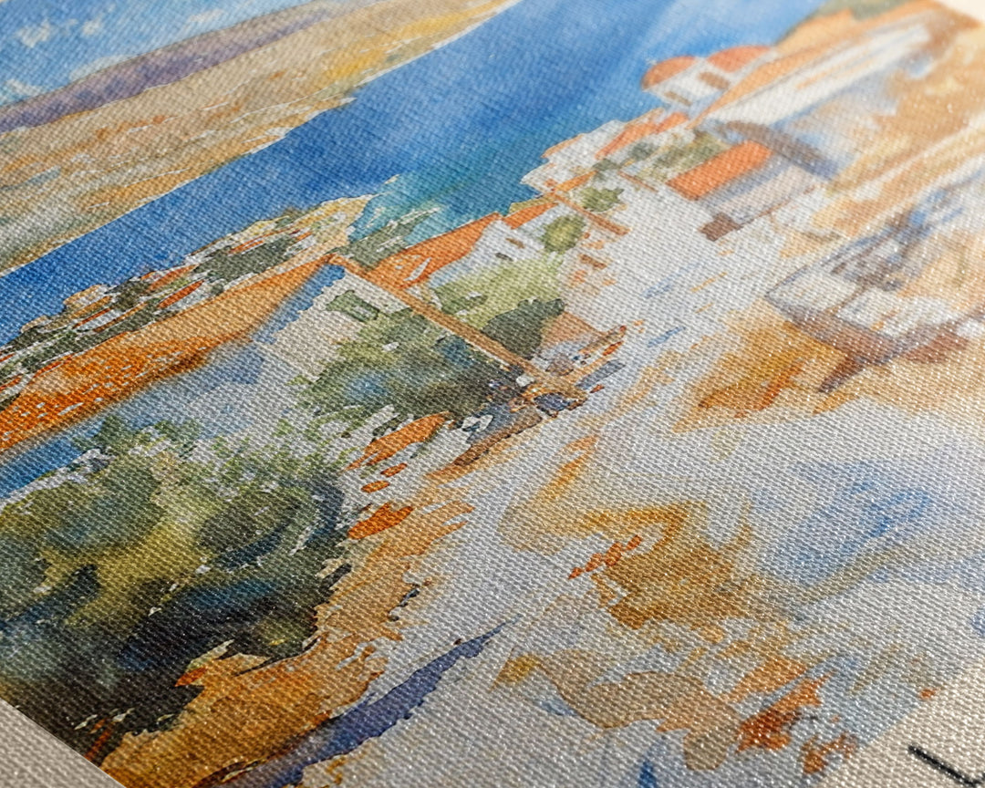 Kalamaria Greece Coastal View, Framed Canvas Print, Travel Poster, Nautical Wall Art, Living Room Decor, Greek Cityscape, Seaside Home Decoration