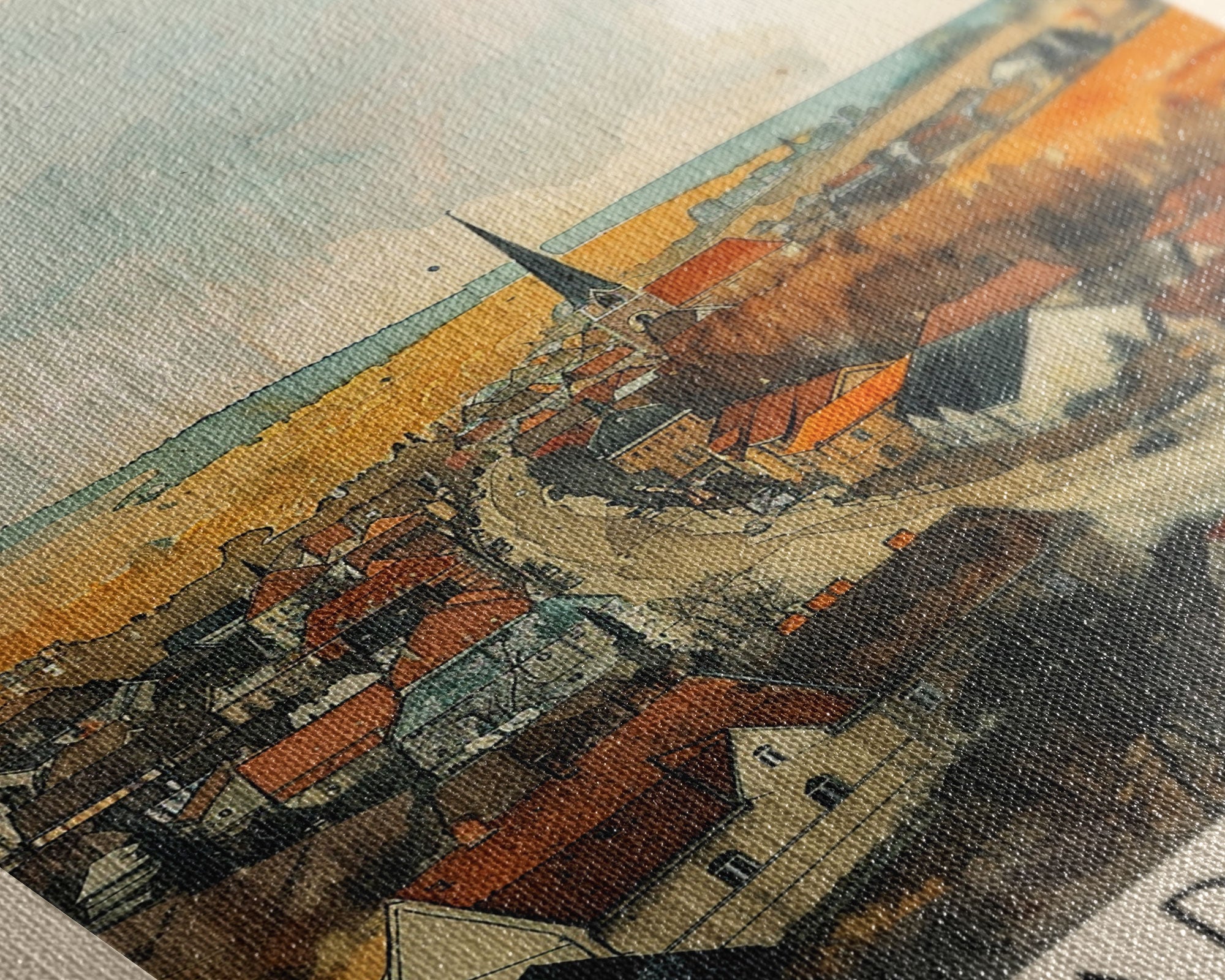 Kaposvar Hungary Urban Landscape, Framed Canvas Print, Travel Poster, Wall Art, Home Decoration, Cityscape Decor, Living Room Art, Hungarian City