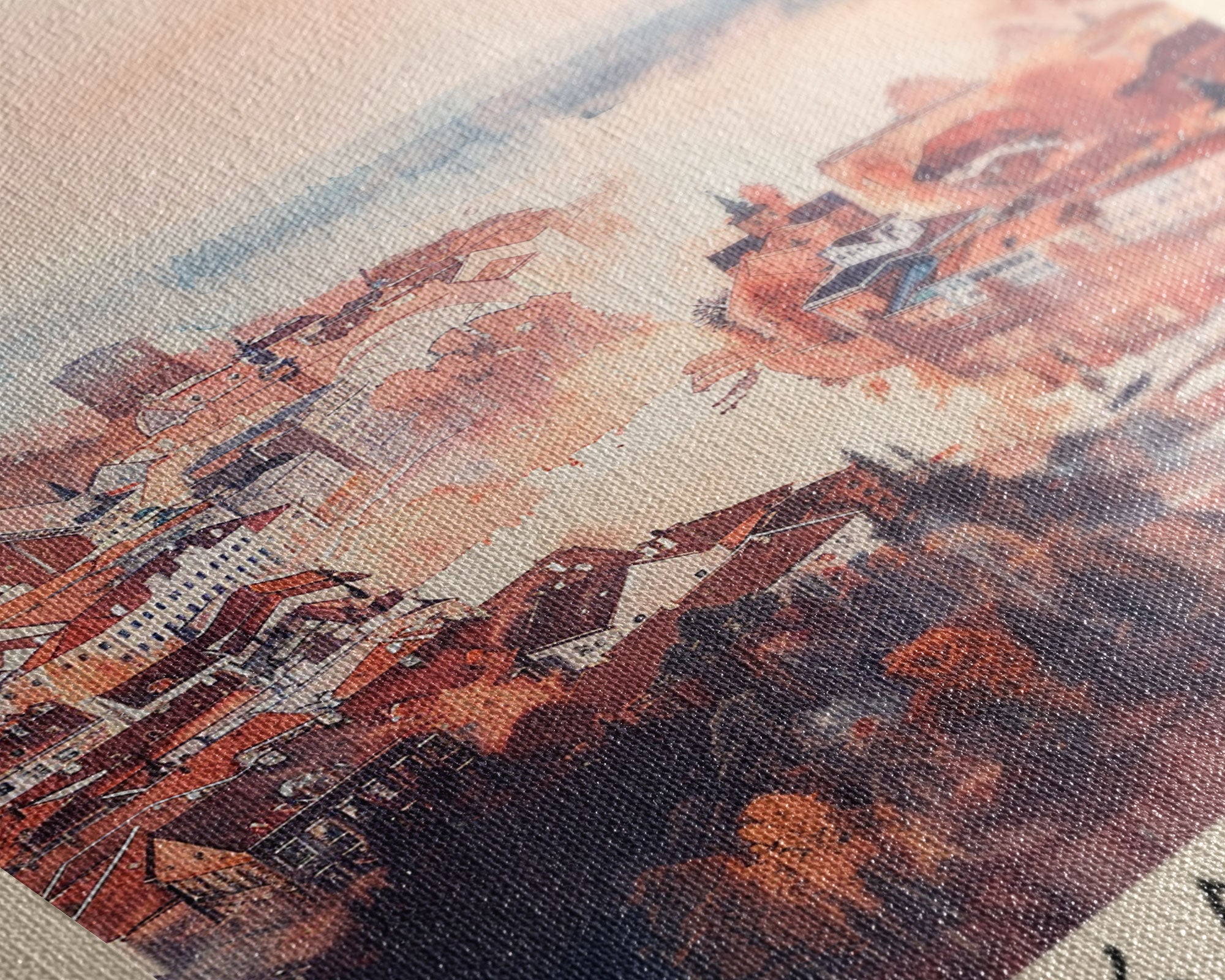 Kaunas Lithuania Scenic View, Framed Canvas Print, Travel Poster, Wall Art, Living Room Decor, Cityscape Art, Modern Home Decoration, Lithuanian City