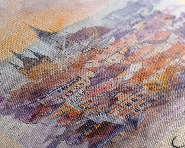 Kecskemet Hungary Urban Landscape, Framed Canvas Print, Travel Poster, Wall Art, Home Decoration, Cityscape Decor, Living Room Art, Hungarian City