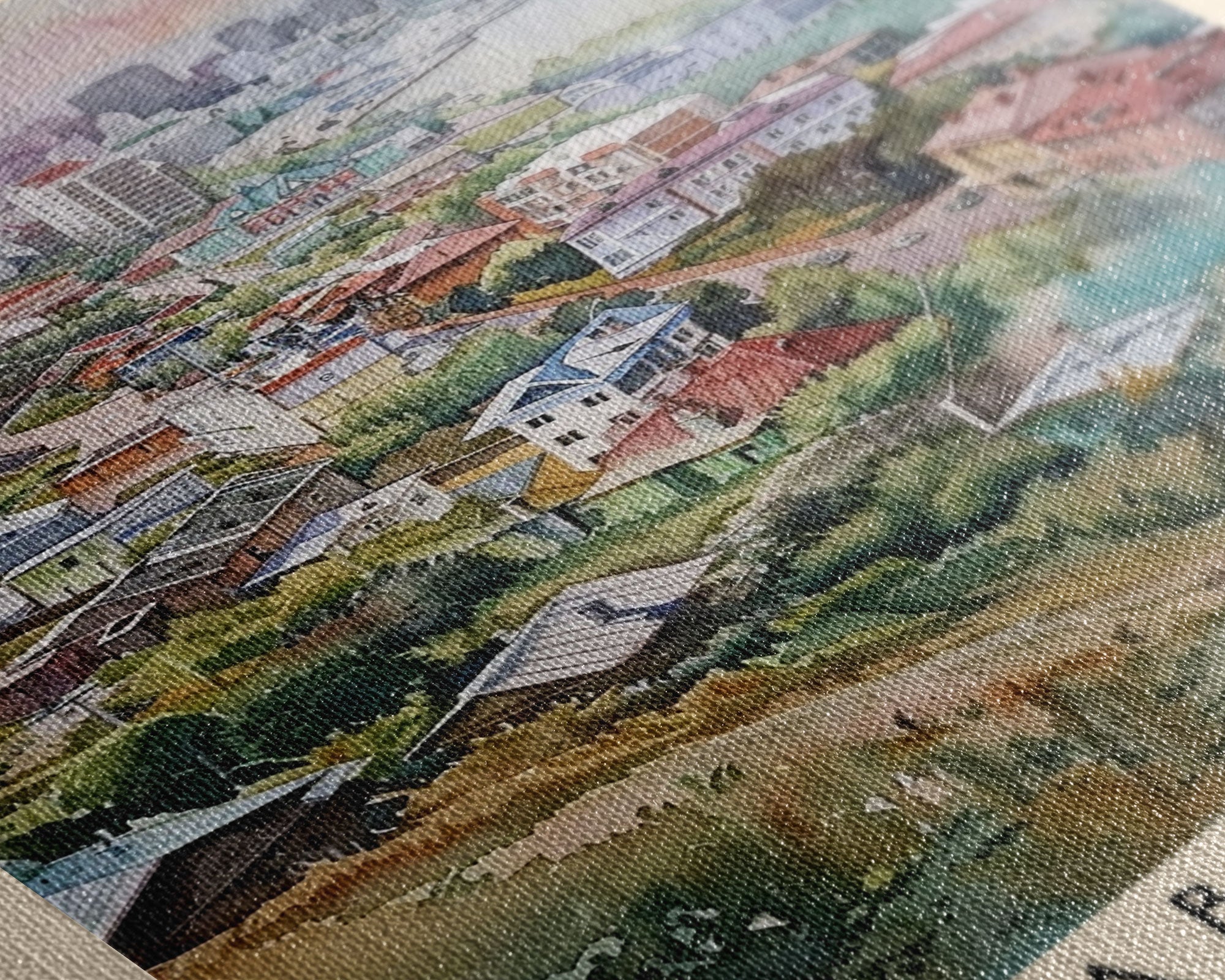 Khabarovsk Russia Riverside View, Framed Canvas Print, Travel Poster, Wall Art, Home Decor, Living Room Decoration, Russian Cityscape Art