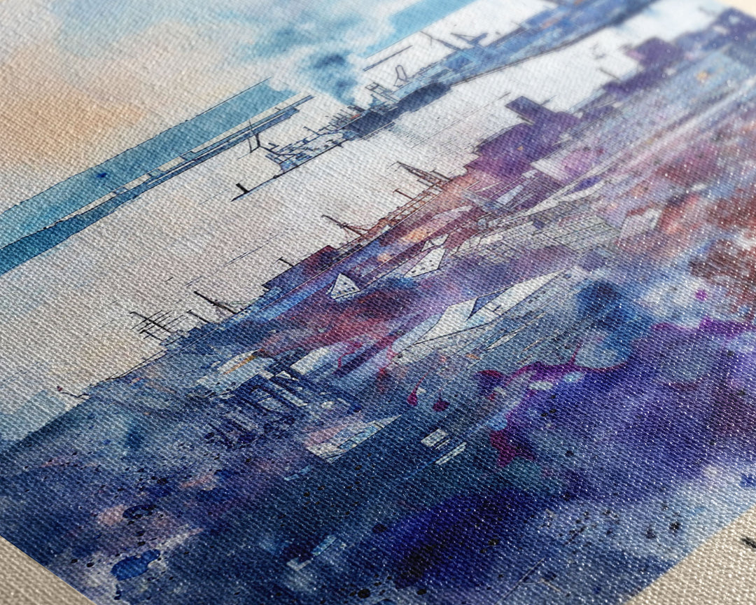 Kiel Germany Harbor View, Framed Canvas Print, Travel Poster, Wall Art, Home Decor, Living Room Decoration, German Cityscape Art