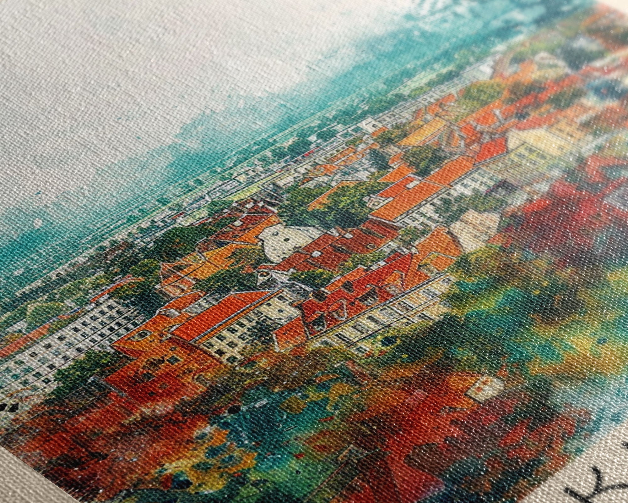 Kielce Poland Historic Cityscape, Framed Canvas Print, Travel Poster, Wall Art, Home Decor, Living Room Decoration, Polish Urban Art