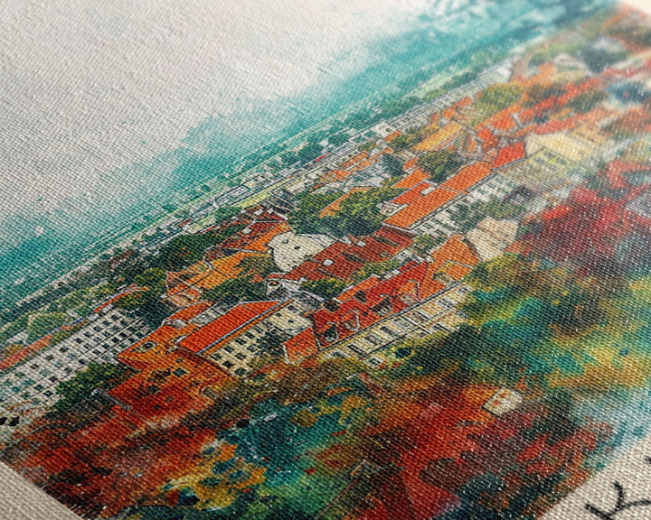 Kielce Poland Historic Cityscape, Framed Canvas Print, Travel Poster, Wall Art, Home Decor, Living Room Decoration, Polish Urban Art