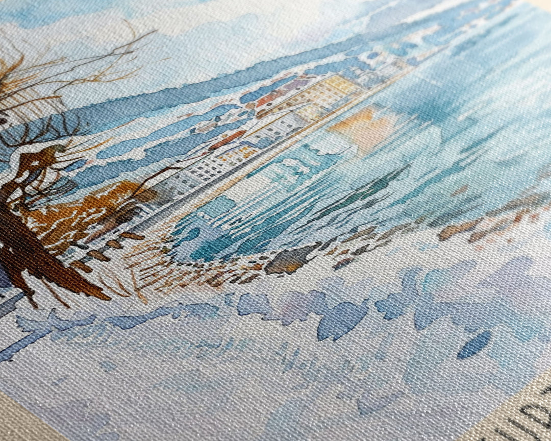 Klagenfurt Austria Alpine Cityscape, Framed Canvas Print, Travel Poster, Wall Art, Home Office Decor, Austrian Urban Artwork, Landscape Painting