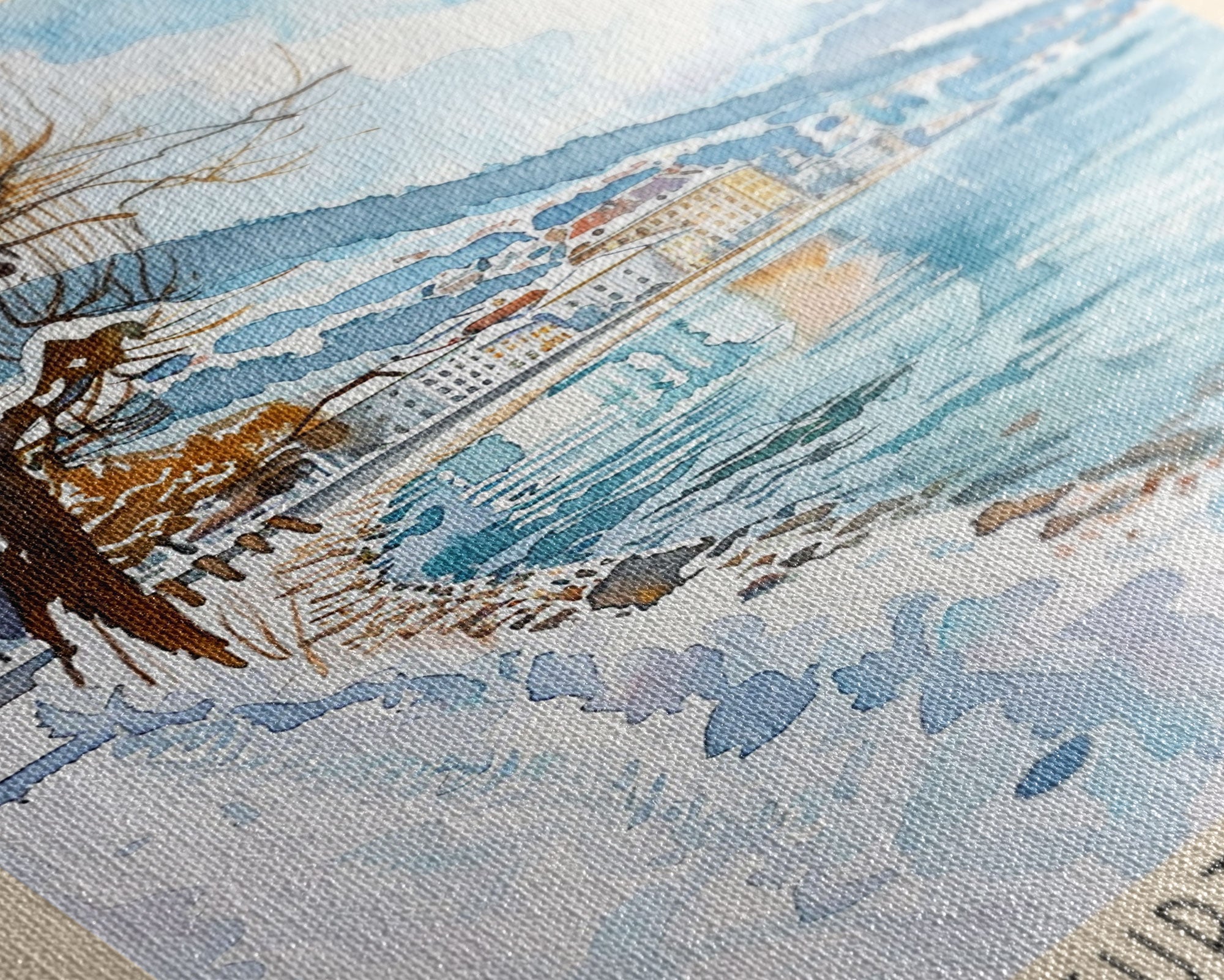 Klagenfurt Austria Alpine Cityscape, Framed Canvas Print, Travel Poster, Wall Art, Home Office Decor, Austrian Urban Artwork, Landscape Painting