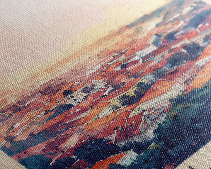 Klaipeda Lithuania Port City View, Framed Canvas Print, Travel Poster, Wall Art, Bedroom Decoration, Coastal Urban Scene, Nautical Artwork