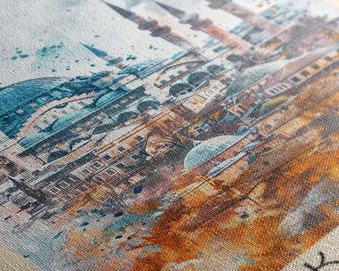 Konya Turkey Historic Cityscape, Framed Canvas Print, Travel Poster, Wall Art, Living Room Decoration, Turkish Heritage Artwork, Historical City Scene