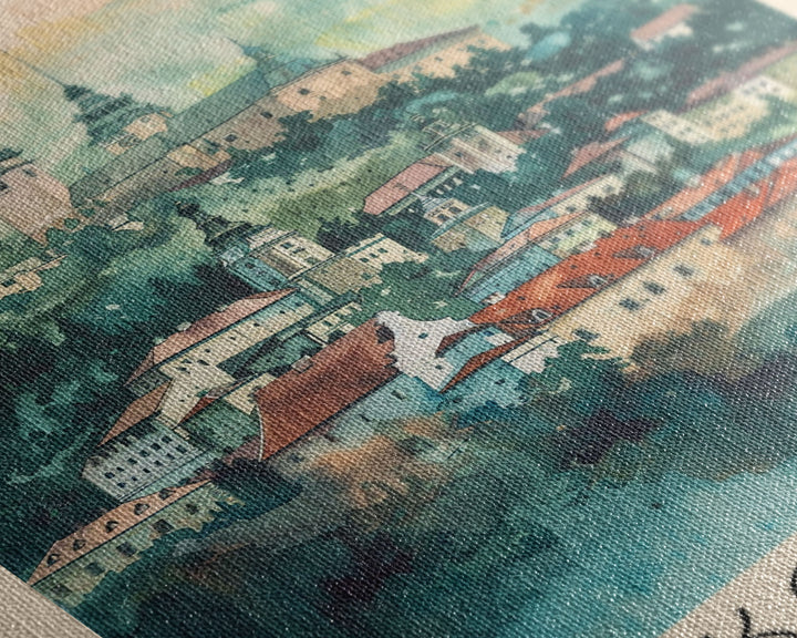 Kosice Slovakia Historic Cityscape, Framed Canvas Print, Travel Poster, Wall Art, Office Decor, Slovakian Urban Painting, Historic City Scene