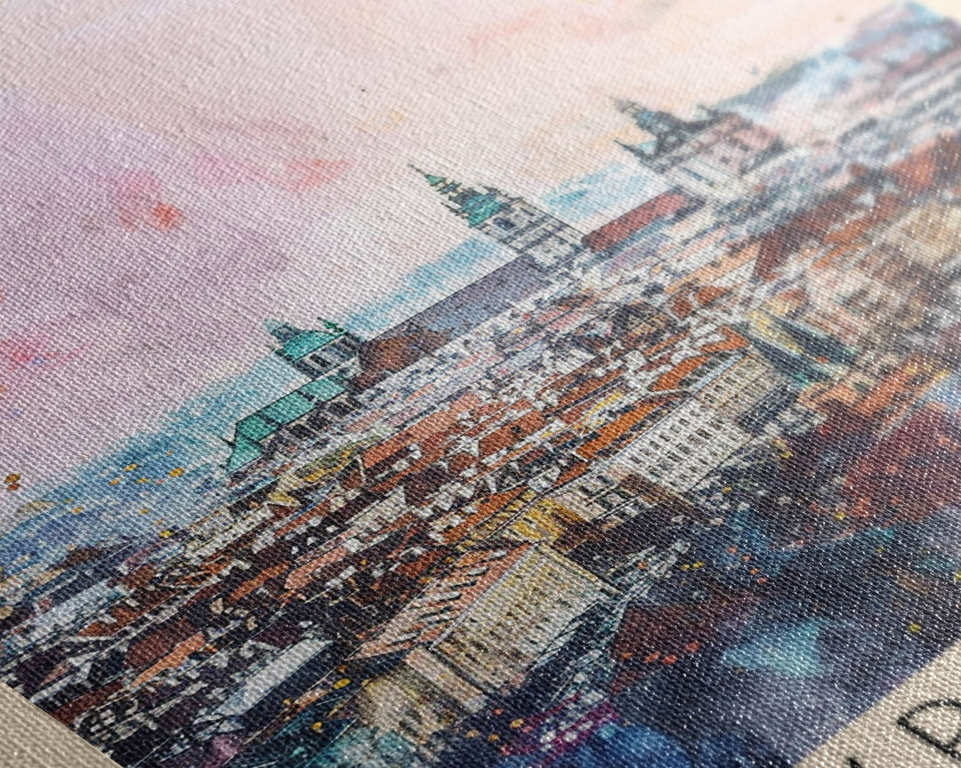 Krakow Poland Travel Poster Framed Canvas Print, Abstract Art, Minimalist Wall Decor, Vacation Gift, Home Decoration, Artistic Travel Print