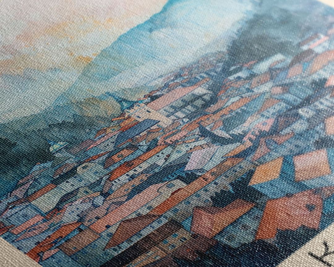 Kranj Slovenia Travel Poster Framed Canvas Print, Watercolor Painting, Scenic Wall Art, Living Room Decor, Artistic Travel Print, Vacation Souvenir