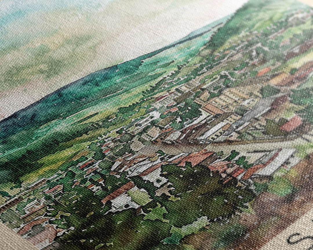 Krasnoyarsk Russia Travel Poster Framed Canvas Print, Watercolor Cityscape, Home Decor, Wall Art, Scenic Painting, Travel Print, Artistic Gift