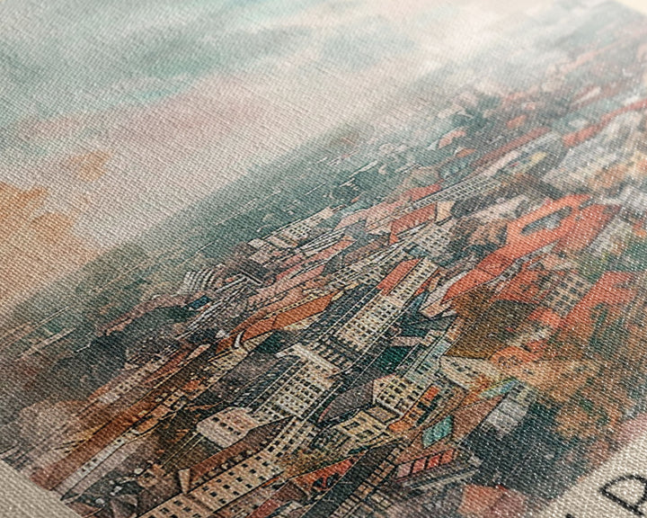 Krefeld Germany Travel Poster Framed Canvas Print, Urban Landscape, Minimalist Wall Art, Home Decor, Original Painting, Travel Print