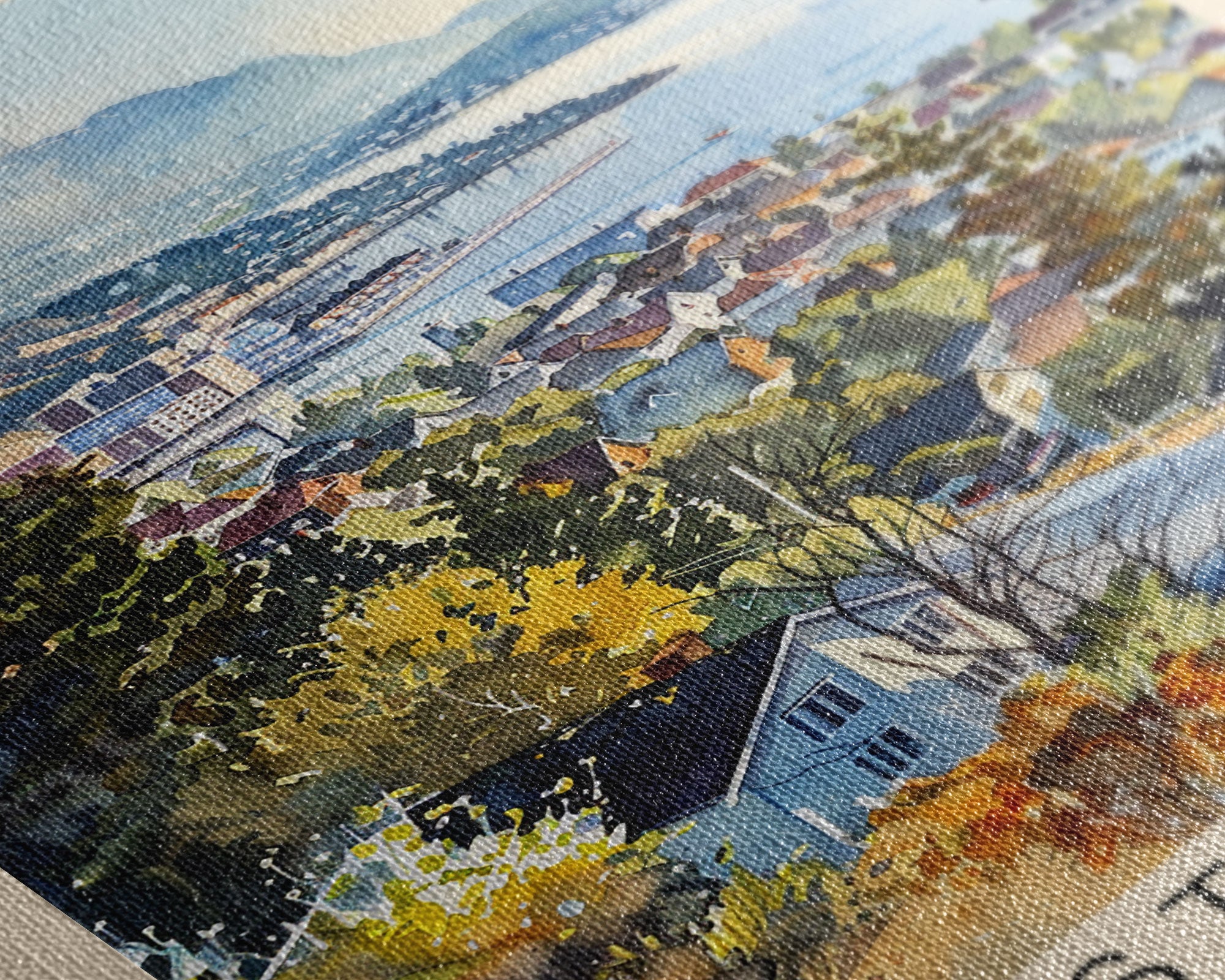 Kristiansand Norway Travel Poster Framed Canvas Print, Scenic Landscape Art, Watercolor Painting, Home Decoration, Travel Print, Artistic Gift