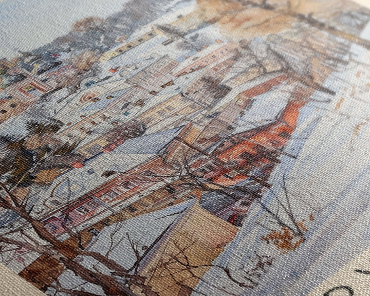 Kropyvnytskyi Ukraine Travel Poster Framed Canvas Print, Winter Landscape Art, Watercolor Painting, Home Decor, Travel Print, Original Art