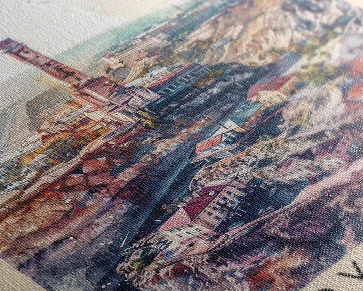 Kryvyi Rih Ukraine Travel Poster Framed Canvas Print, Watercolor Cityscape, Home Decor, Wall Art, Travel Print, Original Art