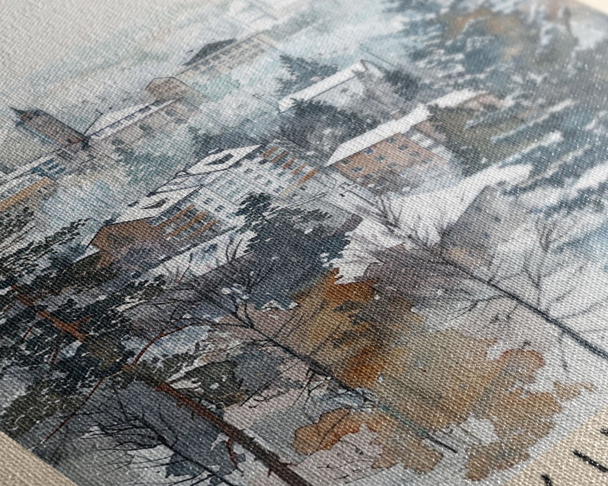 Kuopio Finland Travel Poster Framed Canvas Print, Scenic Landscape, Watercolor Painting, Home Decoration, Travel Print, Artistic Gift